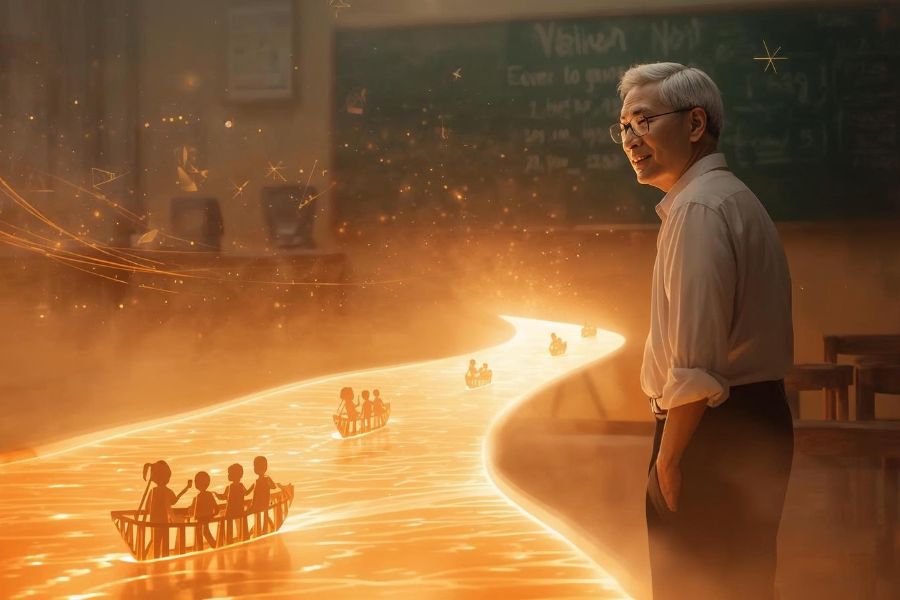 Ơn thầy như núi cao/Nghĩa thầy như biển rộng.