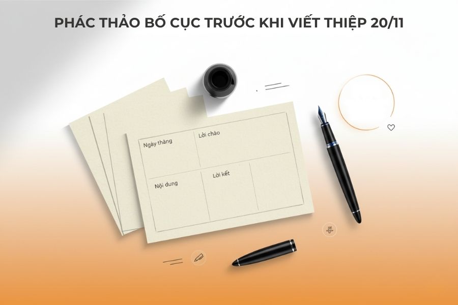 Phác họa bố cục nội dung trên thiệp.