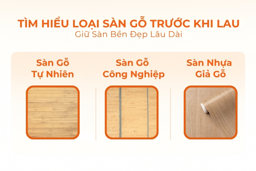 Tìm hiểu loại sàn gỗ trước khi lau.