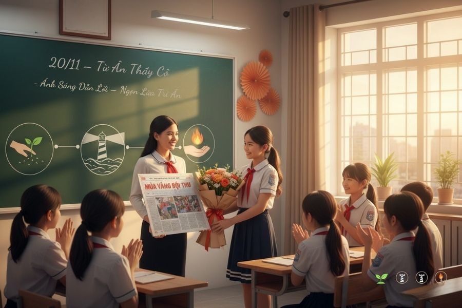 Thầy/cô đã dùng chính nhiệt huyết của mình để duy trì ngọn lửa trong tâm hồn chúng em (hình minh họa).