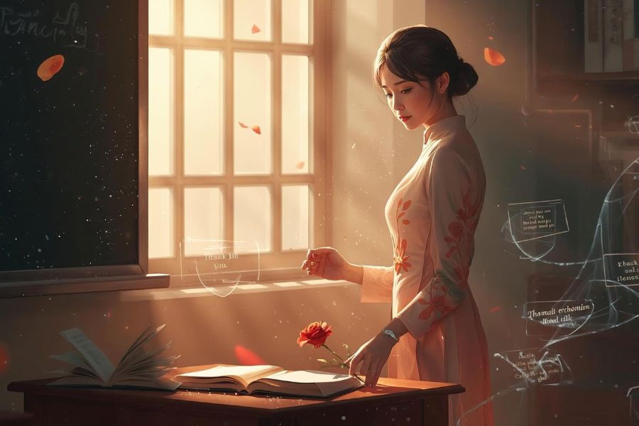 Tình cô như dòng sông mát, lặng lẽ nuôi lớn yêu thương.