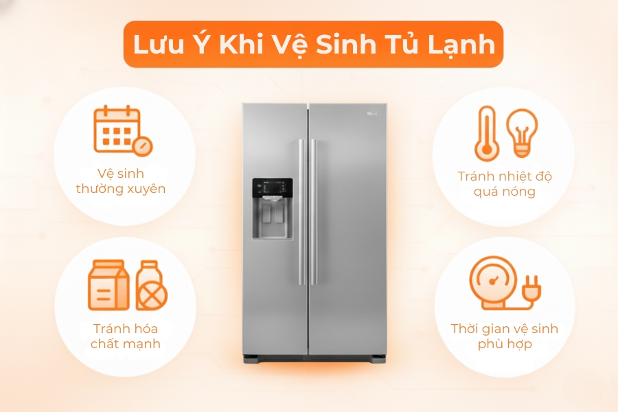 4 lưu ý khi vệ sinh tủ lạnh.