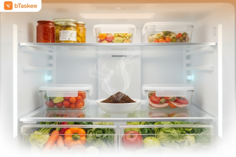 Bã cà phê giúp hấp thụ mùi hôi.