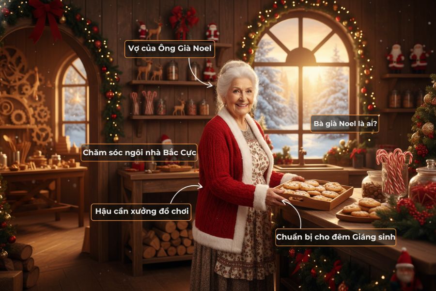 Bà già Noel được biết đến là vợ của ông già Noel.