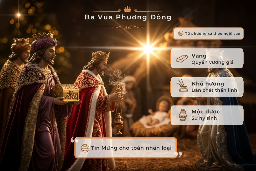 Ba Vua cùng lễ vật.