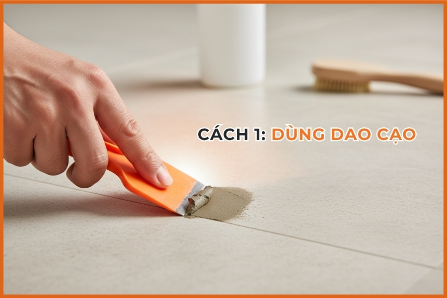Cách 1 : Dùng dao cạo xi măng còn mới (hình minh họa).