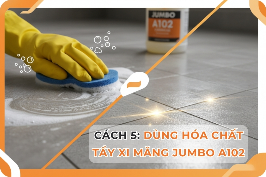 Cách 5: Dùng hóa chất tẩy xi măng Jumbo A102.