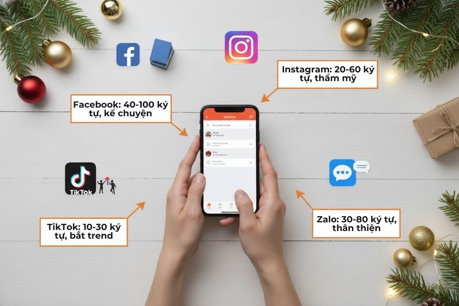 Chọn caption Noel chuẩn mood theo nền tảng MXH.
