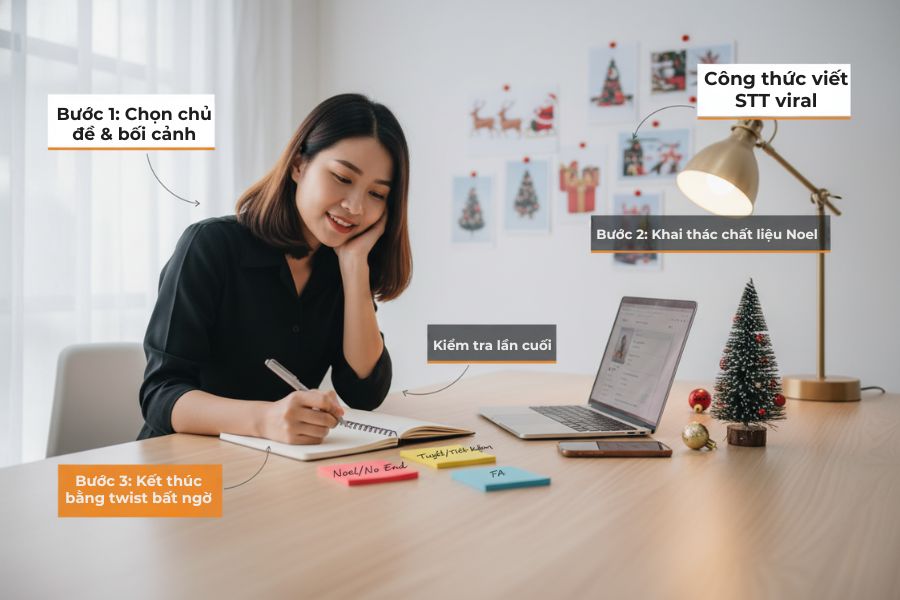 Công thức 3 bước tự viết stt Noel hài hước chuẩn trend.