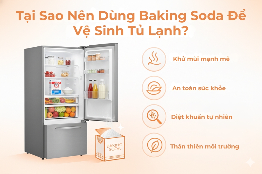 Lý do nên sử dụng baking soda để vệ sinh tủ lạnh.