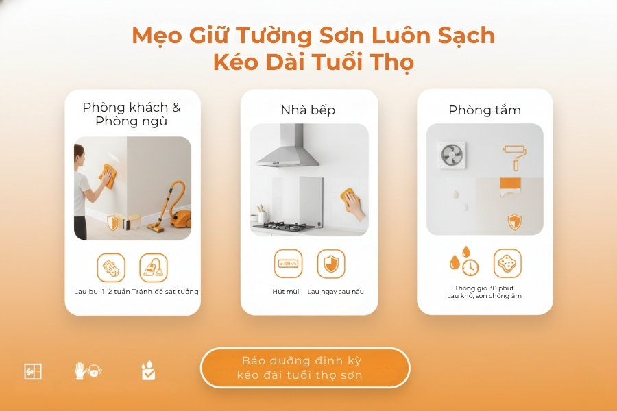 Mẹo giữ tường sơn luôn sách và kéo dài tuổi thọ.