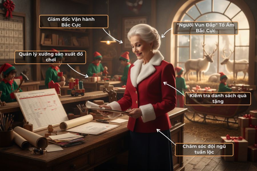 Vai trò của bà già Noel giống như những “chị Ong” nhà bTaskee, luôn vun đắp tổ ấm được trọn vẹn.