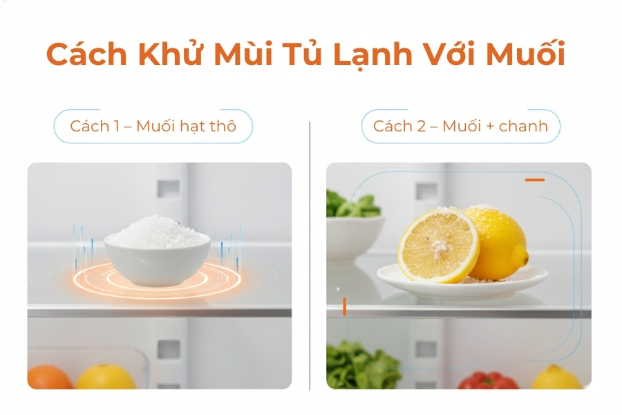 2 phương pháp khử mùi tủ lạnh từ muối hiệu quả.