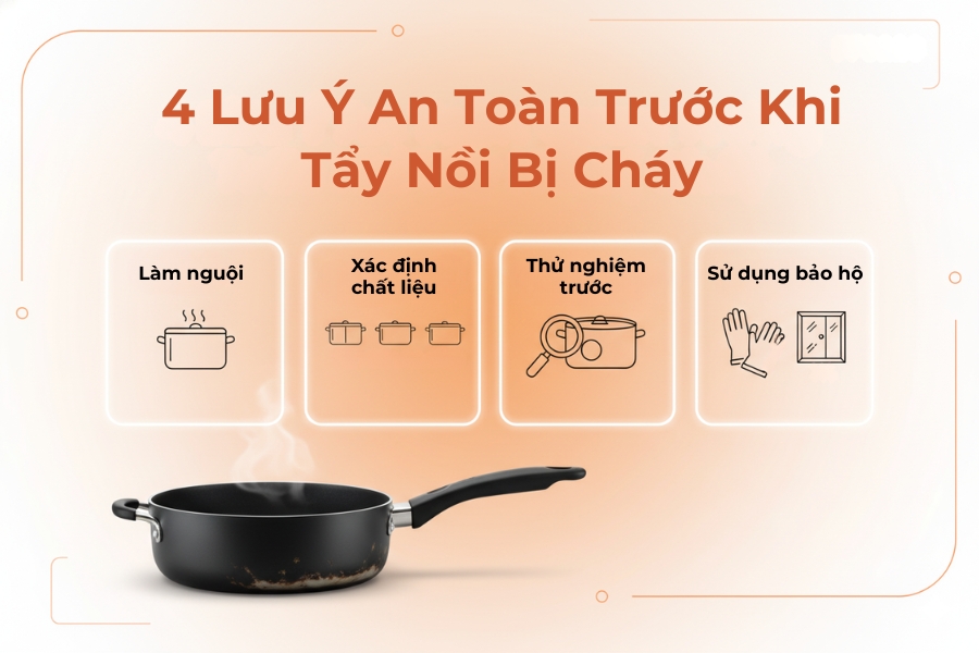 4 lưu ý an toàn quan trọng khi vệ sinh nồi bị cháy.