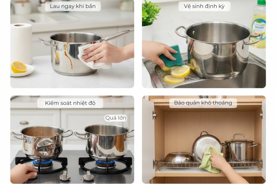 4 mẹo giữ xoong nồi luôn sạch sau khi vệ sinh.