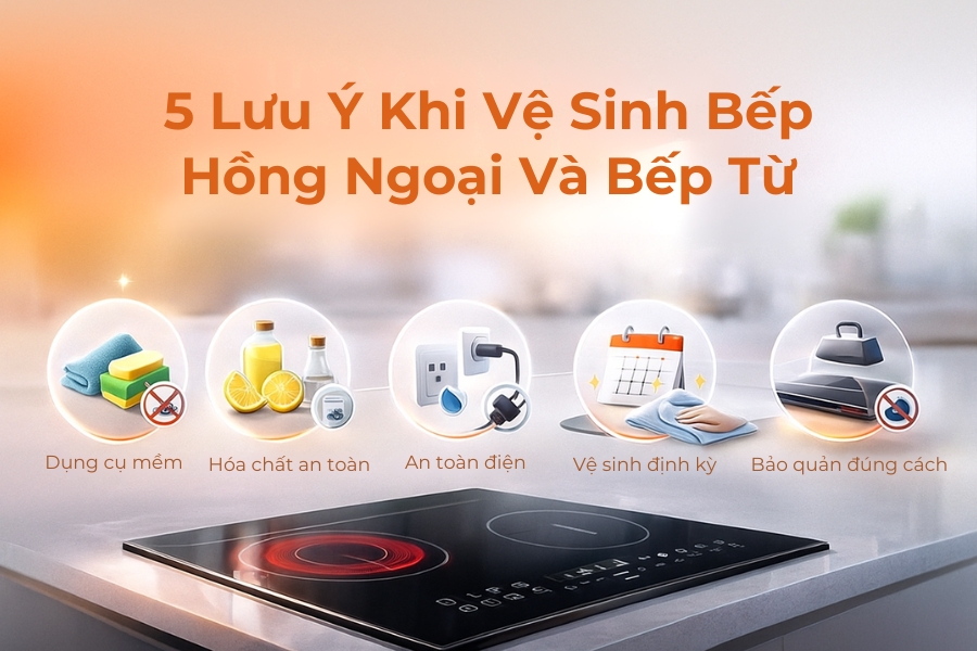 5 lưu ý khi vệ sinh bếp từ và bếp hồng ngoại.