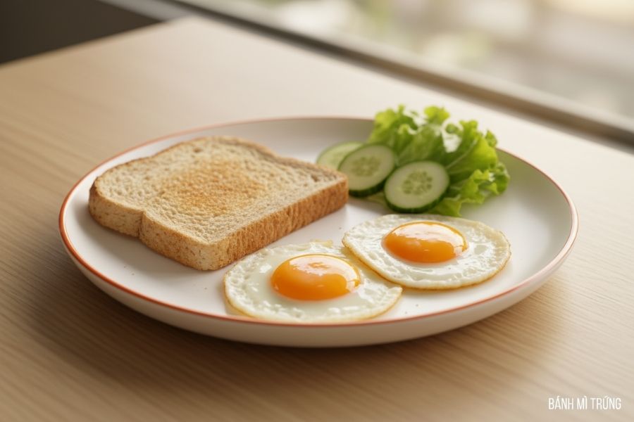 Bánh mì nguyên cám và trứng ốp la.