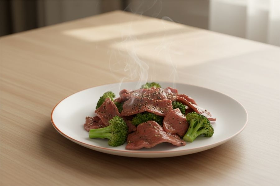 Bò xào bông cải xanh bổ sung sắt và chất xơ.