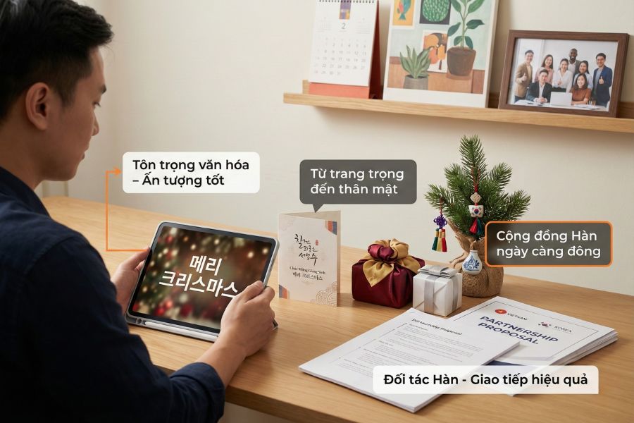 Chúc Giáng Sinh bằng tiếng Hàn cần thể hiện sự tôn trọng văn hóa và tạo ấn tượng tốt.