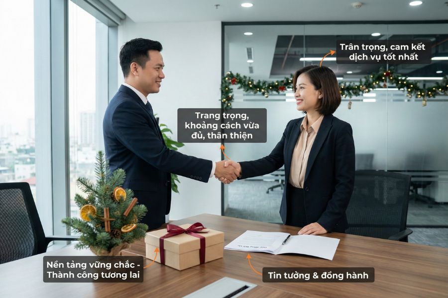 Chúc Giáng Sinh đến khách hàng cần sự trang trọng đúng mực.