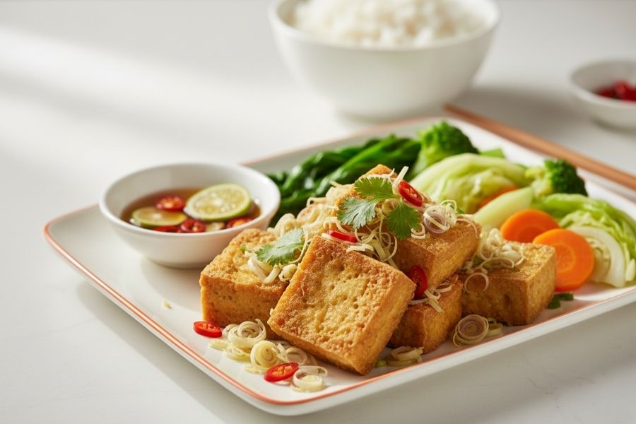 Đậu hũ chiên sả ớt giòn tan, tiết kiệm chi phí.