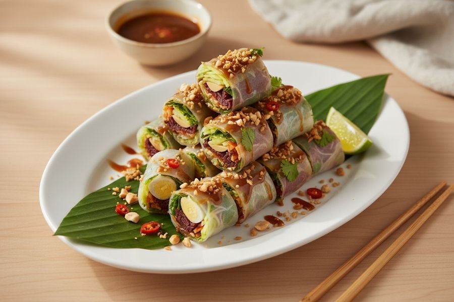 Gỏi cuốn biến tấu với sốt me.