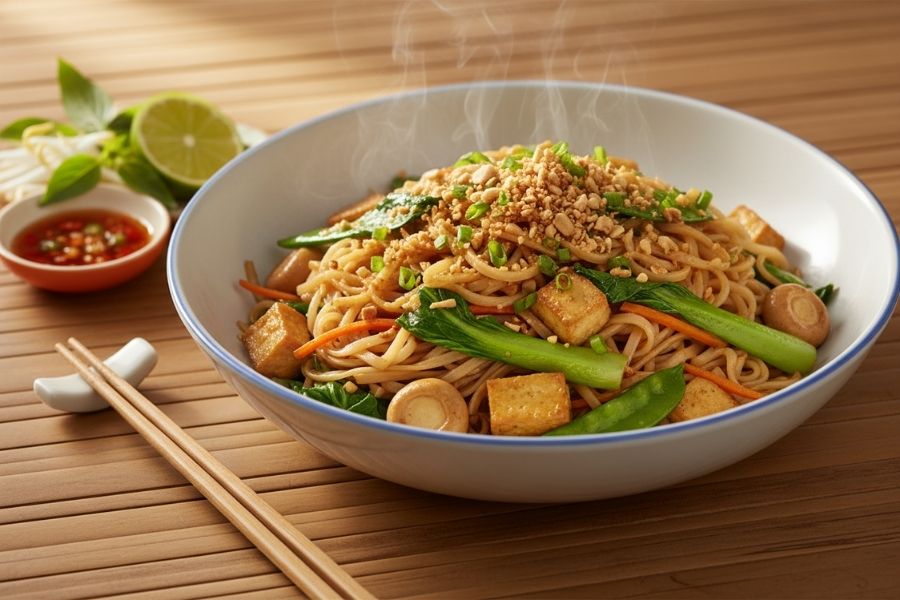 Hủ tiếu xào chay kiểu người Hoa.