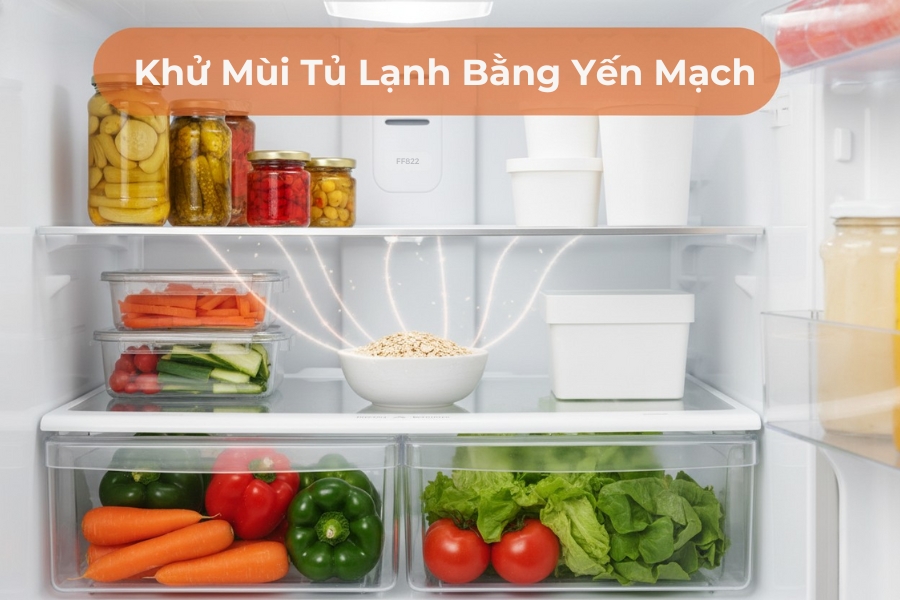 Khử mùi tủ lạnh bằng yến mạch.