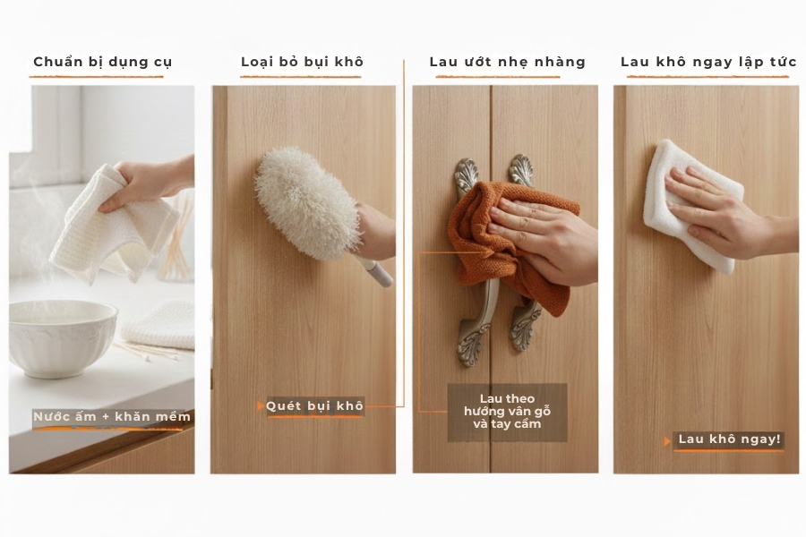 Làm sạch cơ bản hàng ngày bằng nước ấm và khăn ướt.