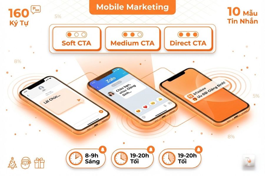 Lời chúc Noel & năm mới trên tin nhắn hoặc app push cần chú trọng đến độ dài.