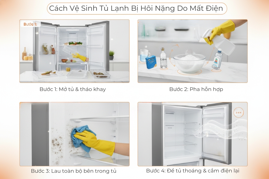 Mẹo vệ sinh tủ mốc nặng do mất điện trong thời gian dìa cùng bTaskee.