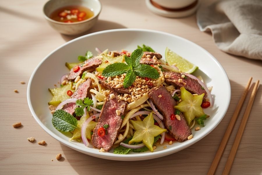 Nộm đu đủ bò khô giòn sần sật.