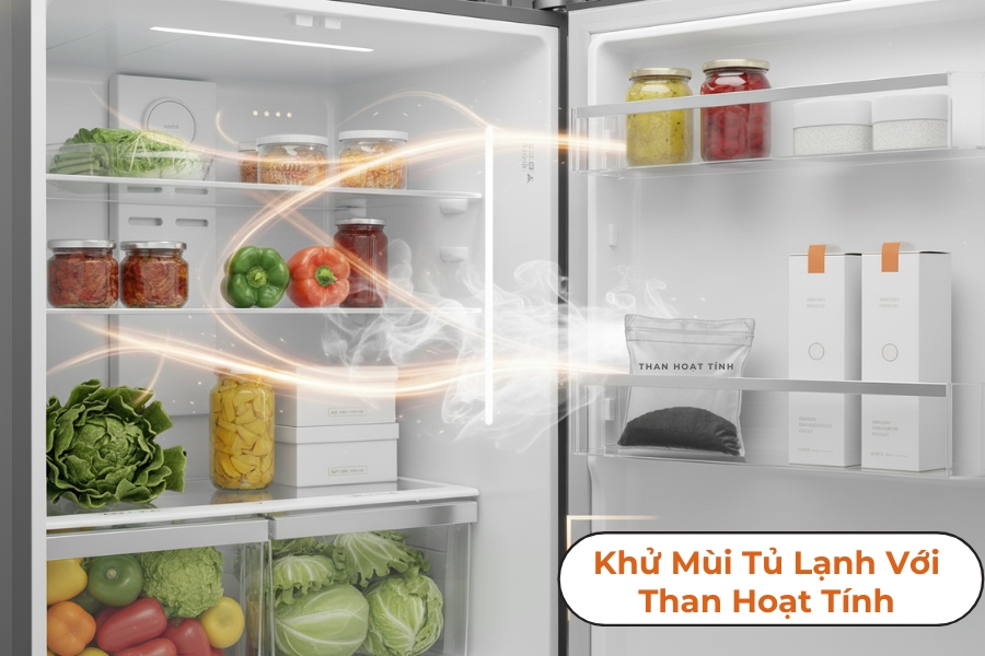 Sử dụng than hoạt tính khử mùi cho tủ lạnh.