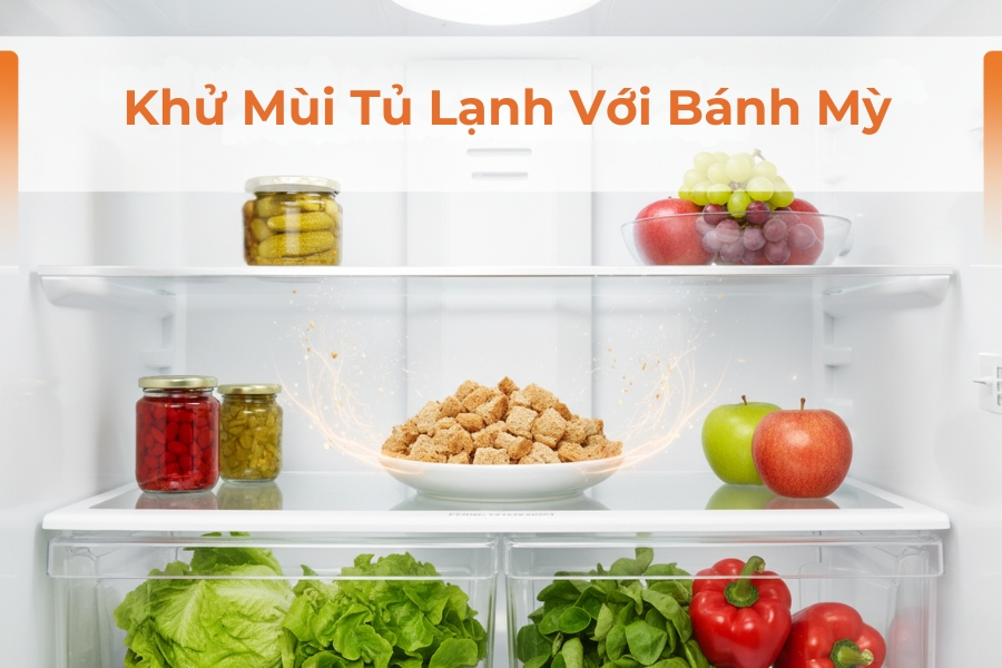Sử dụng vụn bánh mì đặt vào tủ để khử mùi trong thời gian ngắn.
