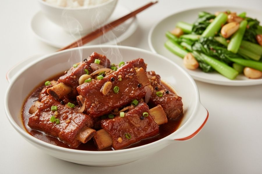 Sườn cốt lết rim mặn ngọt.