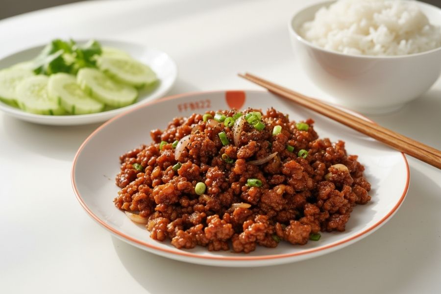 Thịt băm ram mặn ngọt, món tủ của sinh viên.