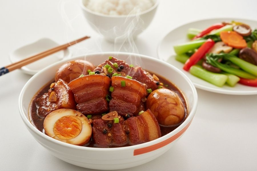 Thịt kho trứng vịt truyền thống.