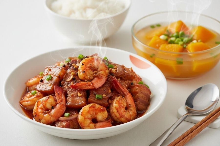 Tôm đất rim mặn ăn vỏ giòn tan.