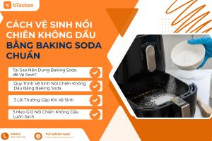 vệ sinh nồi chiên không dầu bằng baking soda