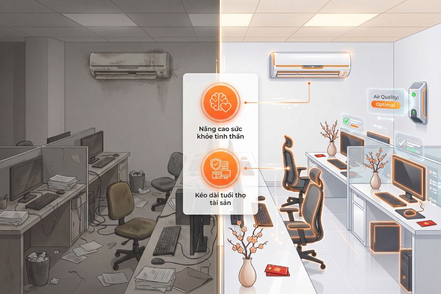 Tổng vệ sinh cho văn phòng mang lại nhiều lợi ích tích cực.