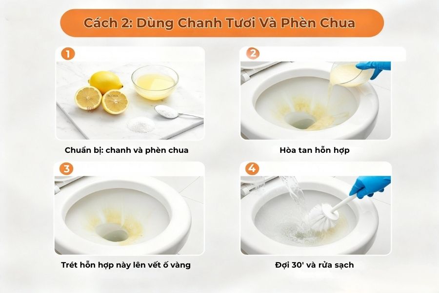 Dùng chanh tươi và phèn chua.