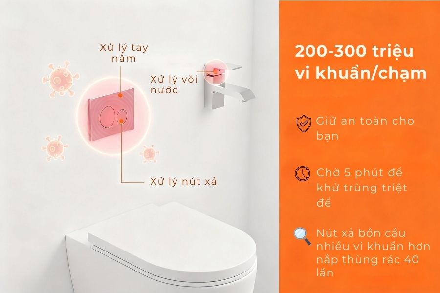 Khử trùng triệt để các vị trí thường xuyên tiếp xúc tay.