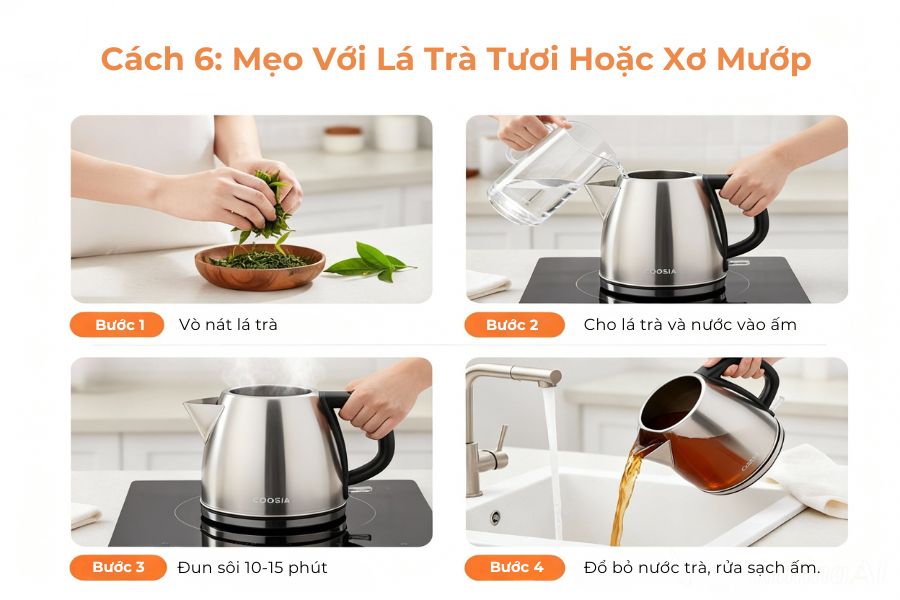 Mẹo với lá trà tươi để làm sạch.