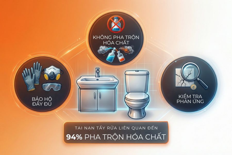 Nguyên tắc an toàn khi tẩy nhà vệ sinh từ chuyên gia bTaskee.