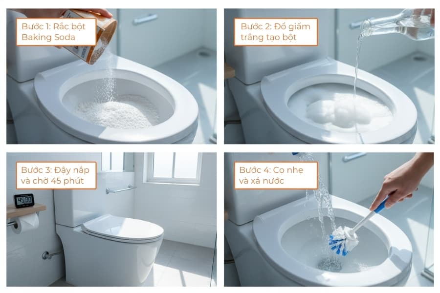 Sử dụng baking soda và giấm.