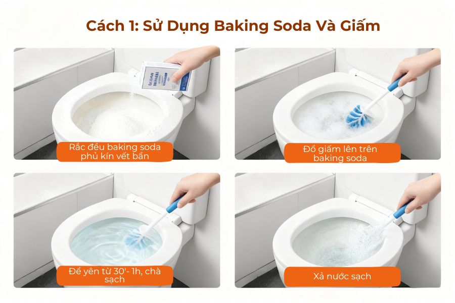 Sử dụng baking soda và giấm làm sạch