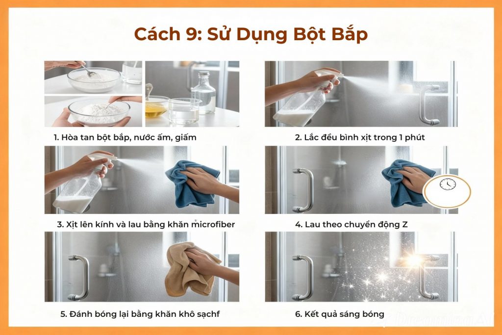 Sử dụng bột bắp làm sạch.