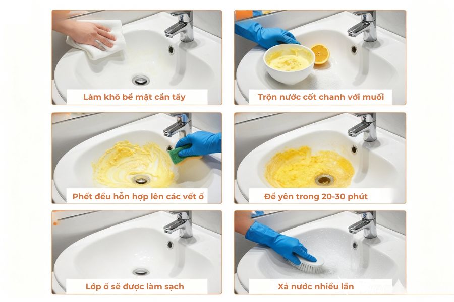 Sử dụng chanh và muối biển.