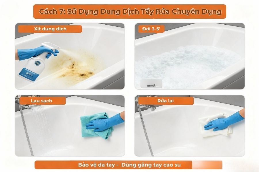 Sử dụng dung dịch tẩy rửa chuyên dụng.