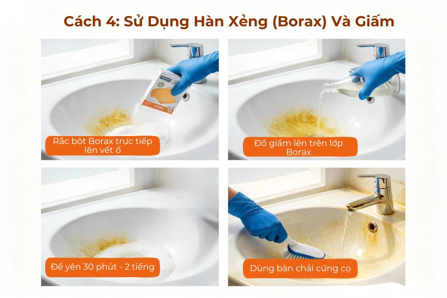 Sử dụng hàn xẻng và giấm.